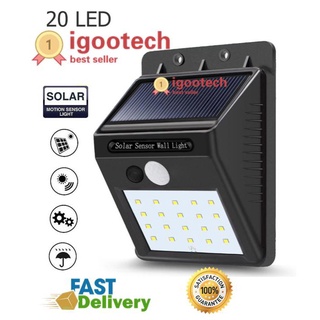 igootech โคมไฟ LED 20 แบบติตตั้งผนัง พลังงานแสงอาทิตย์