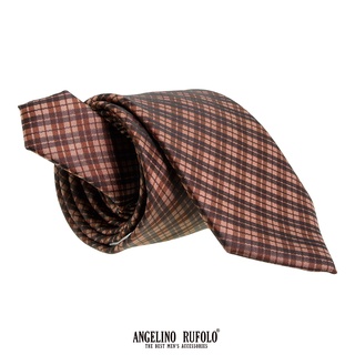 ANGELINO RUFOLO Necktie(NTS-กฟ.012, 018) เนคไทผ้าไหมทออิตาลี่คุณภาพเยี่ยม ดีไซน์ Graphic สีเลือดหมู/ชมพู/น้ำตาล/เทอค/ส้ม