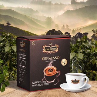 Espresso KING COFFEE กาแฟคิงคอฟฟี่เอสเพรสโซ่ กาแฟเวียดนาม กาแฟดำที่ดีที่สุด กาแฟเพียวแบล็คกาแฟสำเร็จรูป 2.5 กรัม100ซอง