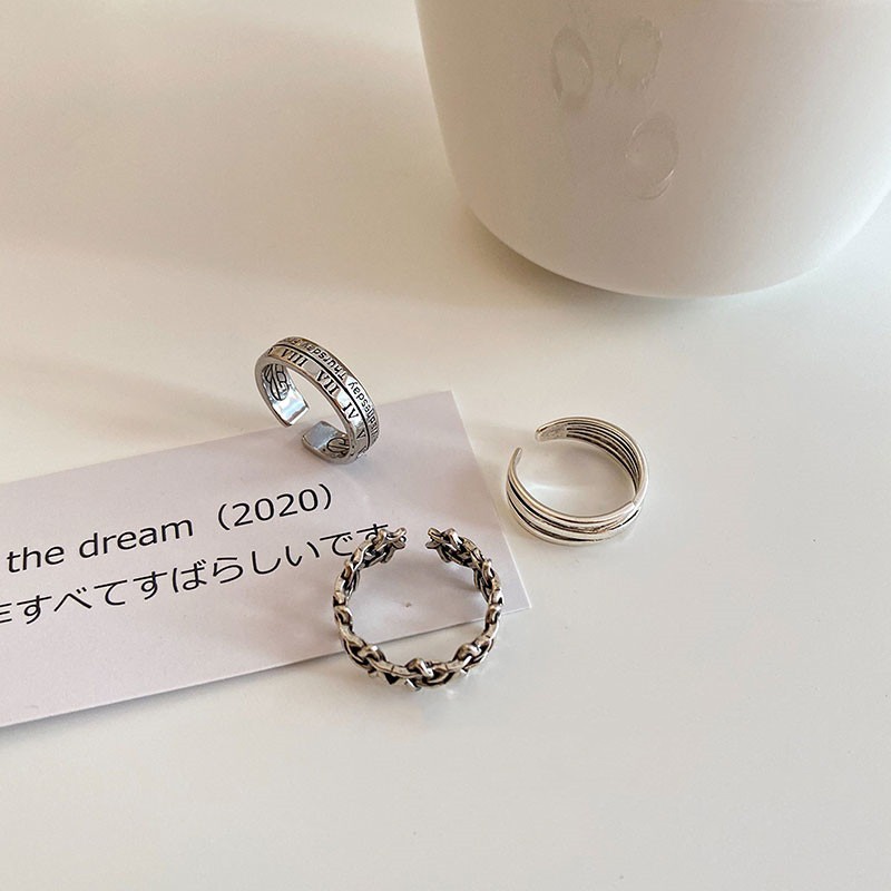 ภาพสินค้าปรับขนาดได้ แหวนเซ็ท 3 วง แหวนรูปดาว แหวนสลักเลขโรมัน แหวน แฟชั่น เครื่องประดับ สไตล์ญี่ปุ่นเกาหลี R30 จากร้าน pomns13 บน Shopee ภาพที่ 3