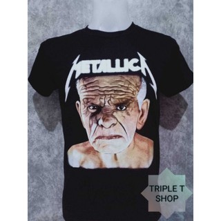 ผ้าฝ้าย 100%เสื้อยืดคอกลม สกรีนลาย METALLICA (รหัส 89)S-3XL