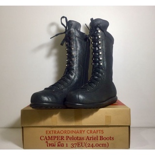 VINTAGE CAMPER SHOES Black Leather Ankle Boots 90s, 47% OFF