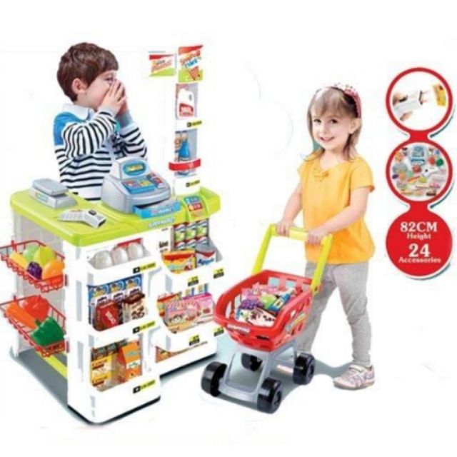 ร้านซุปเปอร์มาเก็ต-เคาน์เตอร์-รถเข็นซุปเปอร์มาเกต-ร้านขายของ-supermaket-playset