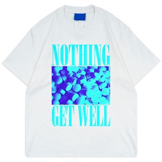 เสื้อยืดผู้ เสื้อยืด ผ้าฝ้าย พิมพ์ลาย Nothing Get Well สีขาว S-5XL