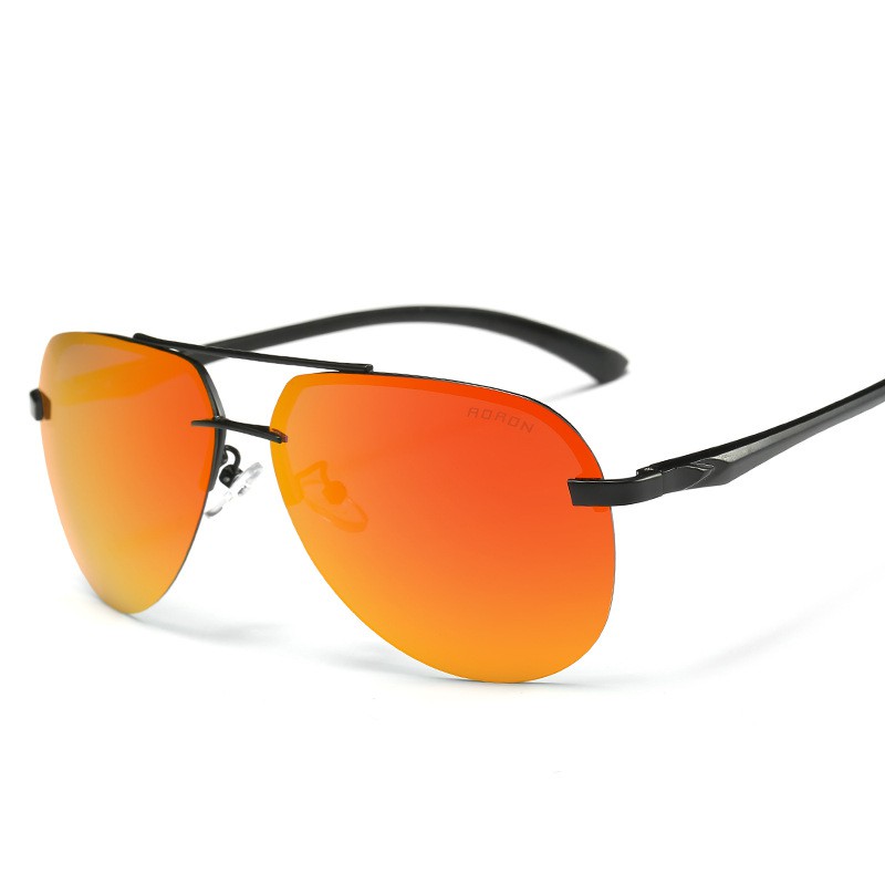 polarized-แว่นกันแดด-แฟชั่น-รุ่น-a-143-c-5-สีดำเลนส์ปรอทส้มแดง-แว่นตา-ทรงสปอร์ต-วัสดุ-stainless-เลนส์โพลาไรซ์-ขาสปริง
