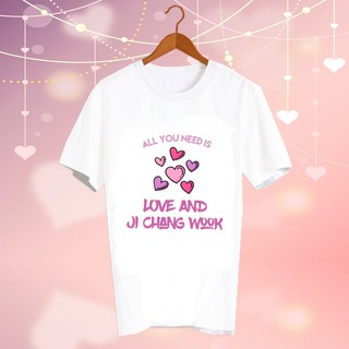 เสื้อยืดสีขาว สั่งทำ เสื้อดารา Fanmade เสื้อแฟนเมด เสื้อแฟนคลับ เสื้อยืด CBC2 All You Need Is Love and Ji Chang Wook