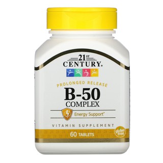 ภาพขนาดย่อของภาพหน้าปกสินค้าพร้อมส่ง ใหม่ 21st Century,B-100 Complex, B-50 Complex, Prolonged Release, 60 Tablets จากร้าน pupu1234 บน Shopee ภาพที่ 3