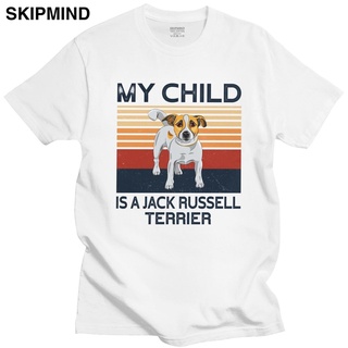 [S-5XL] เสื้อยืดคอกลม แขนสั้น ผ้าฝ้าย พิมพ์ลาย My Child Is A Jack Russell Terrier สไตล์เรโทร สําหรับผู้ชาย 2022