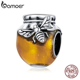 Bamoer Sterling Silver 925 Charm Bee Honey Jar Design Golden Oil Bead For Bracelet Necklace DIY Fashion Accessories SCC1914