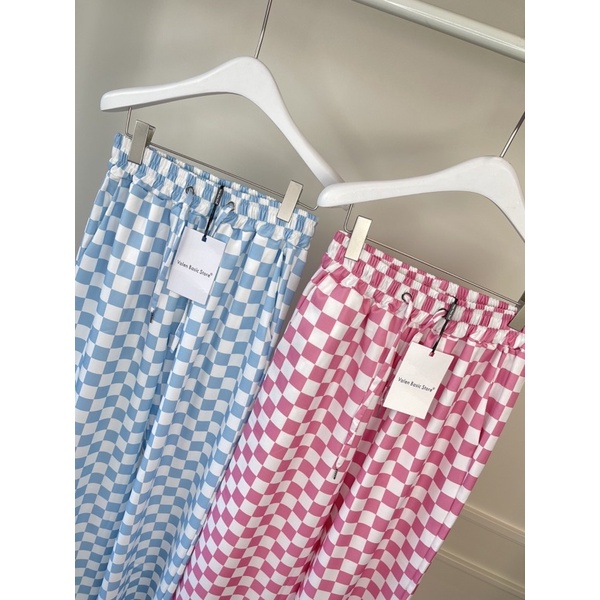 chess-pattern-pants-กางเกงขายาวพิมพ์ลายผ้า-สีสวย-ละมุน-เกาหลีสุดๆ