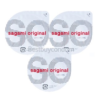 ถุงยาง 52 Sagami Original 002 ขนาด 52 มม. บางเฉียบ ผิวเรียบ สัมผัสใกล้ชิดธรรมชาติ 3 ชิ้น