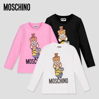 Moschinos เสื้อยืดแขนยาว พิมพ์ลายมินเนี่ยน เรียบง่าย