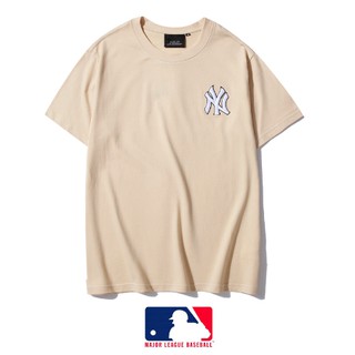 [100% Cotton] เสื้อยืดแขนสั้นผ้าฝ้ายพิมพ์ลาย Mlb