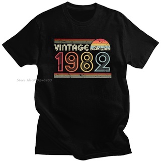 [100% Cotton] เสื้อยืดคอกลม ผ้าฝ้าย เข้ารูป สไตล์วินเทจ 1982 ของขวัญวันเกิด สําหรับผู้ชาย