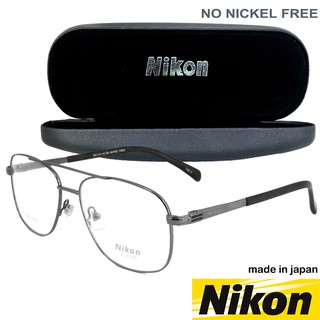 Nikon แว่นตารุ่น NC 1345 C-2 สีเทา กรอบเต็ม ขาสปริง วัสดุ นิกเกิลฟรี (สำหรับตัดเลนส์) สวมใส่สบาย น้ำหนักเบา