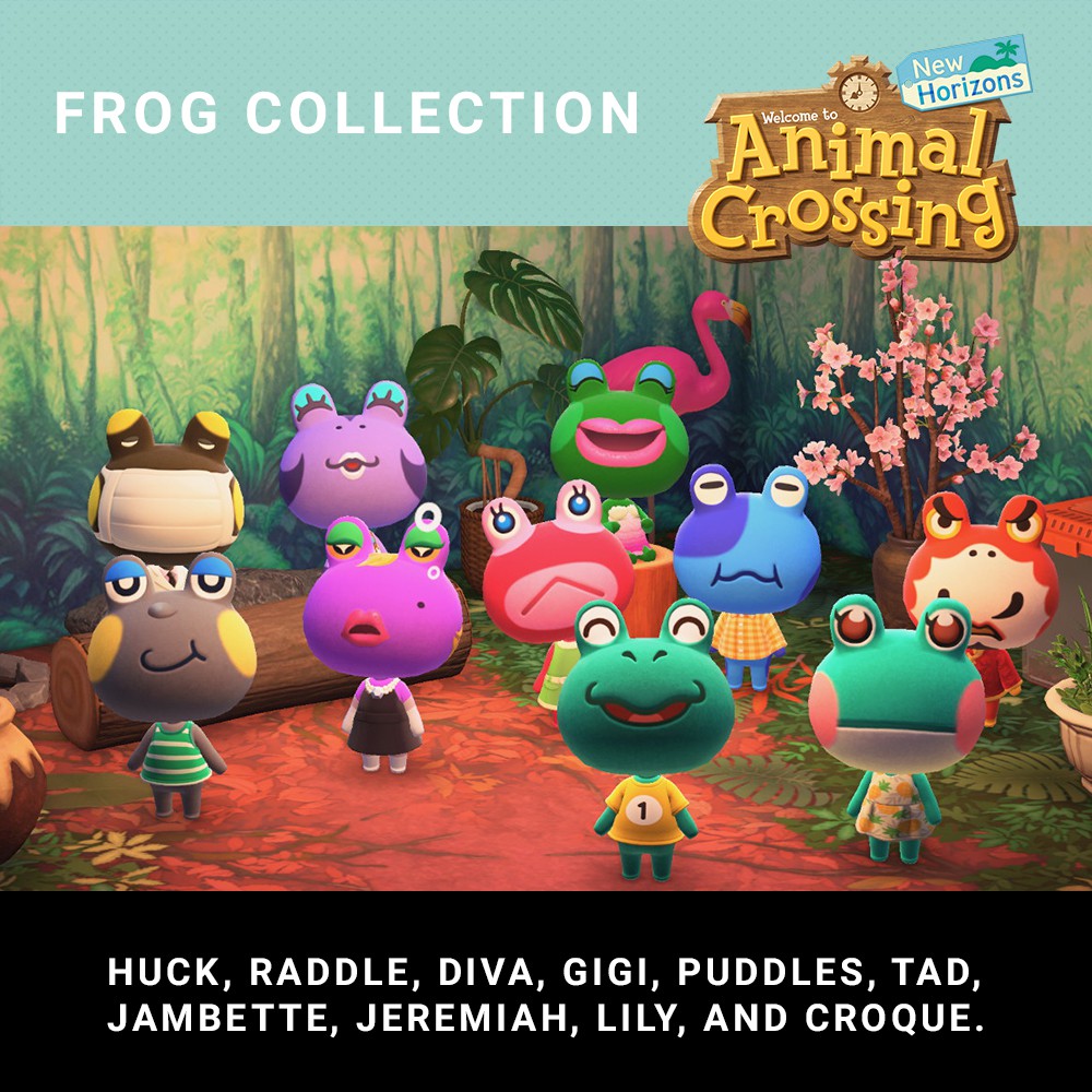 Animal Crossing New Horizon Amiibo Frog Huck, Raddle, Diva, Gigi ...