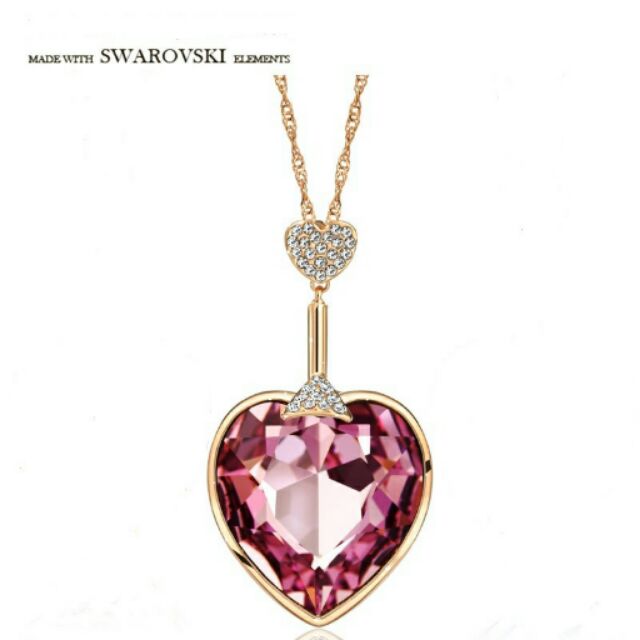 สร้อยคอทองคำ-14k-rose-gold-plated-พร้อมจี้-austrian-crystal-แท้จาก-swarovski