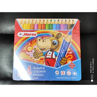 ดินสอสีกล่องเหล็ก สีไม้ 24 สี ตราม้า 2008
