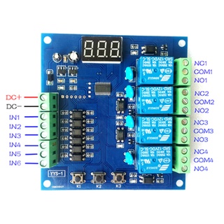 บอร์ดตั้งเวลาดิจิตอล 12V Digital Delay Timer 0-999 seconds Control Switch Module 4Channel relay output LED Display