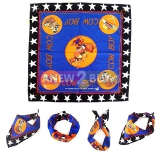 ผ้าลายคาวบอย ใช้พันคอหรือโพกหัว (Bandana Cowboy Blue Scarf)