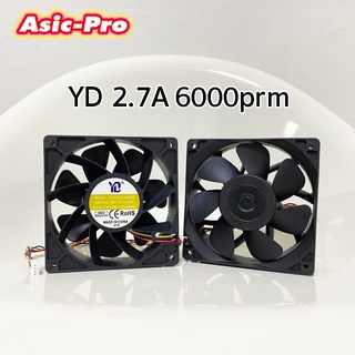 YD 12038-6000B 12V 2.7A 6000 RPM 4Pin FAN พัดลมเครื่องขุด Asic เสียงเบา