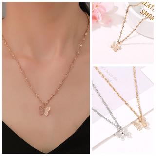 สินค้า Korean Delicate Butterfly Necklace Fashion Retro Collarbone Silver Gold Chain Personality Women Accessories Gifts