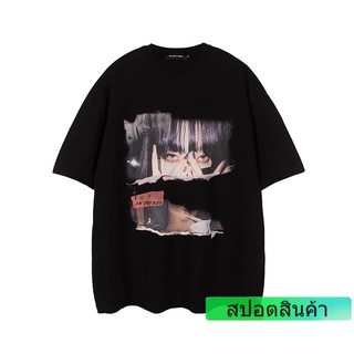 เสื้อยืดคอกลม แขนสั้น ผ้าฝ้าย พิมพ์ลายกราฟฟิค ทรงหลวม ขนาดใหญ่ สําหรับผู้ชาย ไซซ์