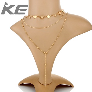 Jewelry Simple Beaded Chain Star Necklace Set Multi-Clavicle Tassel Necklace Womens Trend for