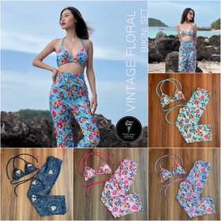 ♥ Chocmint sundae ♥ BIKINI 👙 SEXY FLORAL SET เซ็ทบิกินี่ กางเกงขายาว ลายดอก สีสวยมาก งานตรงปกสุดๆ