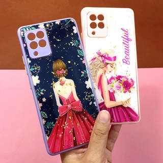 Samsung A02 A02s A03s A12 A22(4G) A22(5G) A32(4G)  A50 A52 J4 plus J7 Prime เคสขอบนิ่ม TPU พิมพ์ลายกันรอยกล้อง