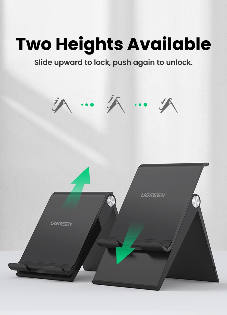 ภาพที่ให้รายละเอียดเกี่ยวกับ Ugreen ขาตั้งโทรศัพท์มือถือ แบบตั้งโต๊ะ ปรับได้ พับได้ สําหรับ IPhone 11 Pro Max SE 8 7