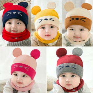 ภาพหน้าปกสินค้า[พร้อมส่ง]❌ไม่มีผ้าพันคอ❌หมวกเด็ก หมวกไหมพรมเด็ก 5เดือน - 3ปี หมวกเด็กอ่อน หมวกเด็กกันหนาว สองสีแต่งหน้าแมว หูกลม🐱 ซึ่งคุณอาจชอบสินค้านี้