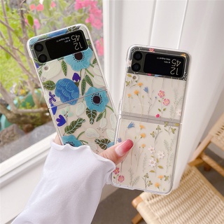 เคสโทรศัพท์มือถือแบบใส กันกระแทก ลายการ์ตูนดอกไม้น่ารัก สําหรับ Samsung Galaxy Z Flip 4 Z Flip 3 5G Z Flip 4 Zflip3 Z Flip4 Z Flip 3
