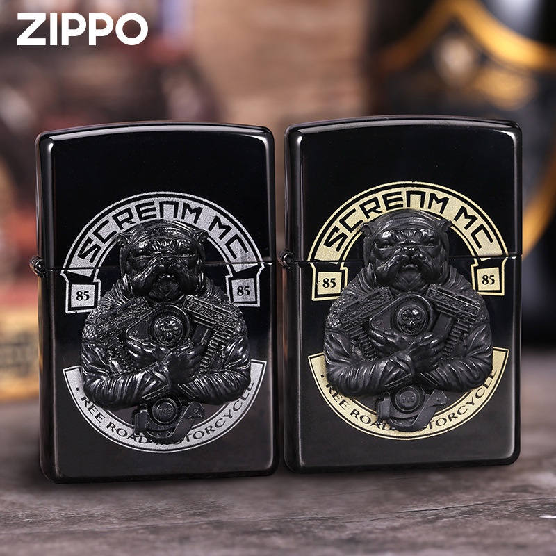 zippo-zippo-ของแท้-zippo-ไฟแช็กของแท้จากอเมริกา-valkyrie-titanium-black-bully-dog-valkyrie-sticker-ไฟแช็กน้ำมันก๊าดก