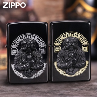 Zippo Zippo ของแท้✁✸✠Zippo ไฟแช็กของแท้จากอเมริกา Valkyrie titanium black bully dog ​​Valkyrie sticker ไฟแช็กน้ำมันก๊าดก