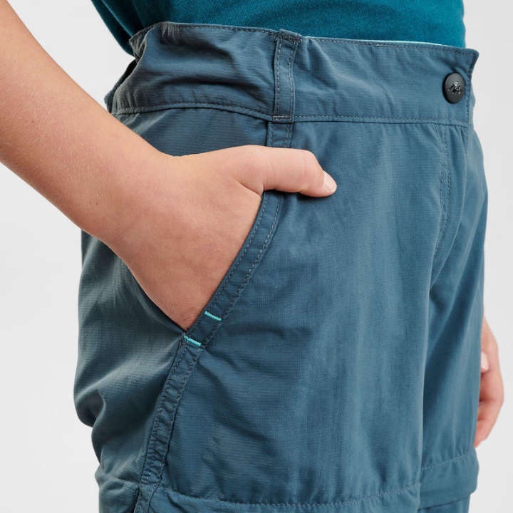 กางเกงถอดขาได้สำหรับเด็กใส่เดินป่ารุ่น-mh500-สีฟ้า-turquoise