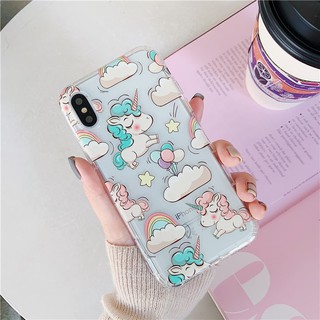 เคสไอโฟน  6/6s,6plus/6splus,7/8/SE2020,7plus/8plus ลายคอนยูนิคอร์นกับเมฆ