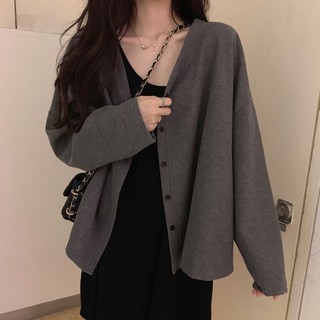 เสื้อคลุมคาร์ดิแกนเกาหลี เสื้อคลุมไหมพรม คอกลม กันหนาว Women Sweater Cardigan