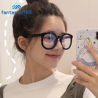 Fantastic789 แว่นตากันแดด กรอบสีดํา ทรงกลม เลนส์ใส น่ารัก สไตล์เกาหลี สําหรับผู้หญิง