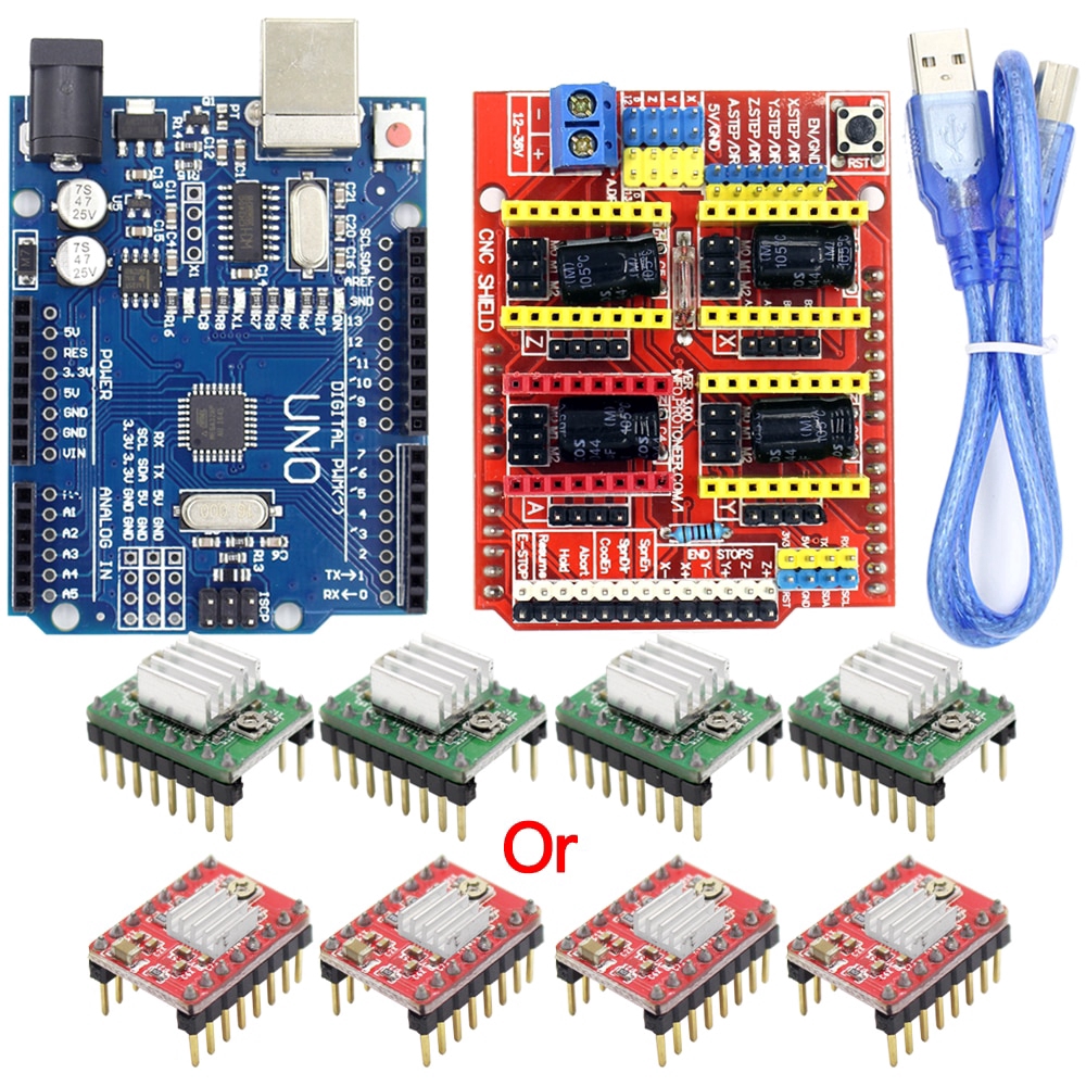 บอร์ดขยาย CNC V3.0+UNO R3 พร้อม usb สําหรับ Arduino และสเต็ปมอเตอร์ไดร ...