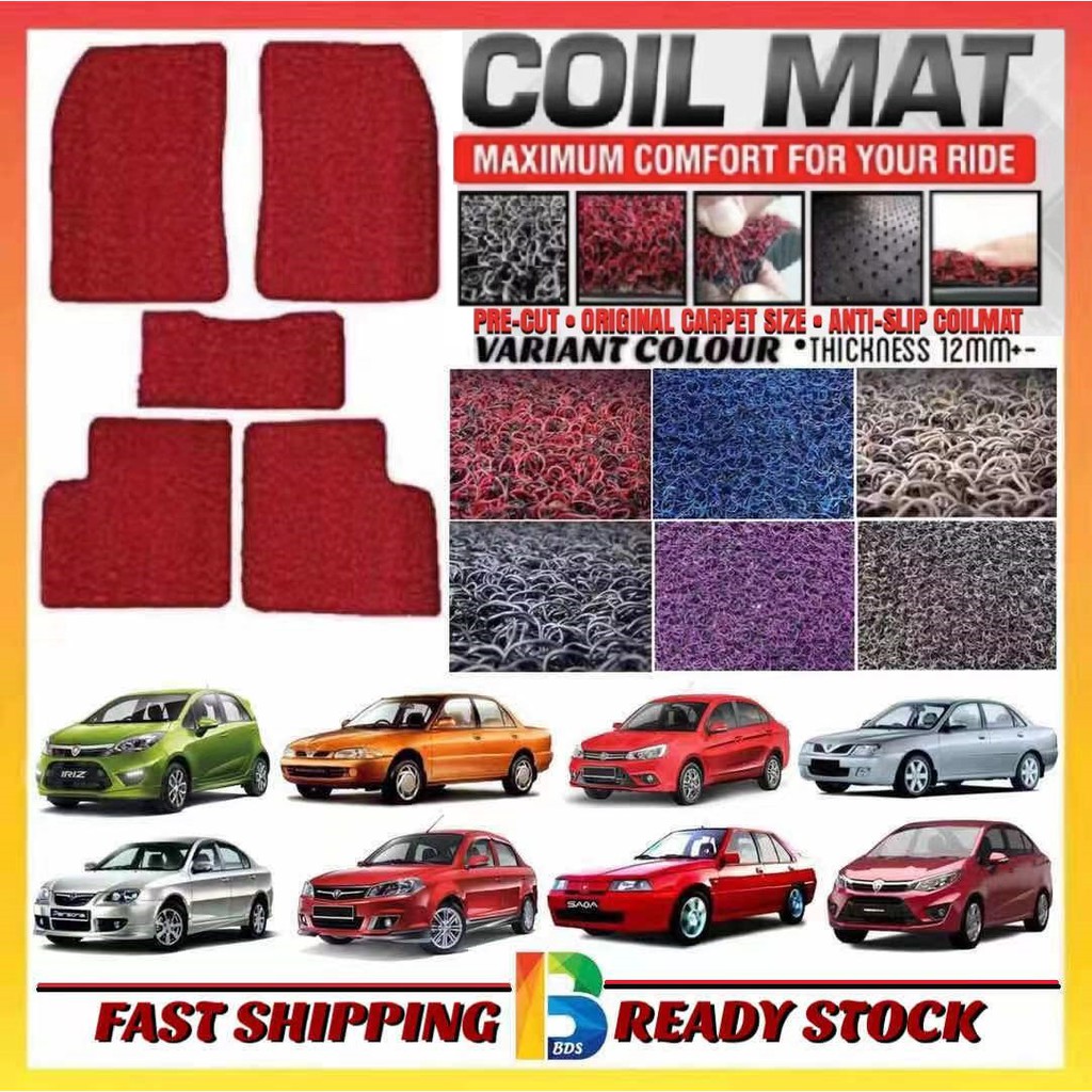 12 มม.COILMAT CARPET Proton Wira Saga BLM FLX ใหม่ Satria Gen2 Persona