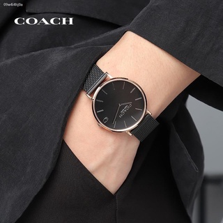 ✑﹊❀COACH/COACH CHARLES Series นาฬิกาข้อมือผู้ชายสายโซ่ถักเรียบง่ายคลาสสิกนาฬิกาคู่นาฬิกาสีดำทอง