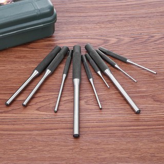 9pcs/set Multi Size Round Head Pins Set Punch Steel Grip Roll Pins Punch Tool