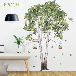 EPOCH DIY Wall  Stickers Self Adhesive Mural Wall Decals Green Leaves Animal Big Tree Birch Bedroom Poster PVC Home Decor