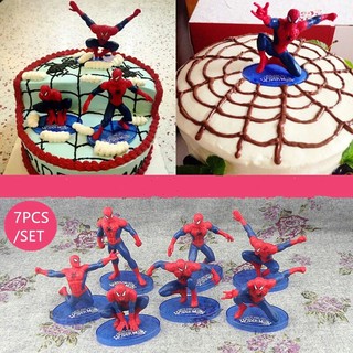 ตุ๊กตาตกแต่งเค้กสไปเดอร์แมน set 7 ตัว spiderman cake topper