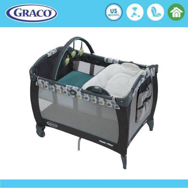 เตียงนอน-graco-สภาพดีมาก-ใช้ได้ตั้งแต่-newborn-พับเก็บง่าย-นอนสบาย