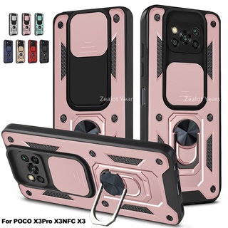 เคสโทรศัพท์มือถือ กันกระแทก ป้องกันเลนส์กล้อง พร้อมสไลด์ขาตั้ง สําหรับ Xiaomi POCO X3 Pro NFC X3Pro X3NFC PocoX3Pro PocoX3Nfc PocoX3