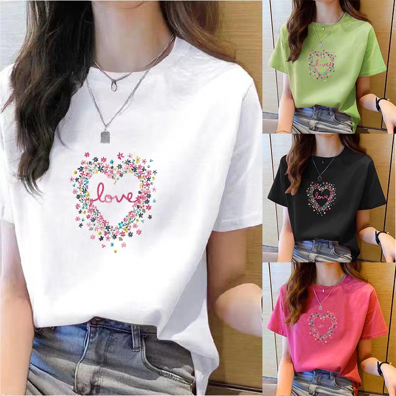 เสื้อยืดแขนสั้น-พิมพ์ลาย-ทรงหลวม-ขนาดใหญ่-แฟชั่นฤดูร้อน-สไตล์เกาหลี-สําหรับผู้หญิง-และนักเรียน