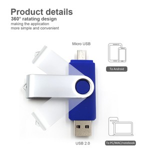 ภาพขนาดย่อของภาพหน้าปกสินค้าแฟลชไดรฟ์ USB สีฟ้าสำหรับ Android Smart Phone Pen Drive USB จากร้าน hulianjia.th บน Shopee