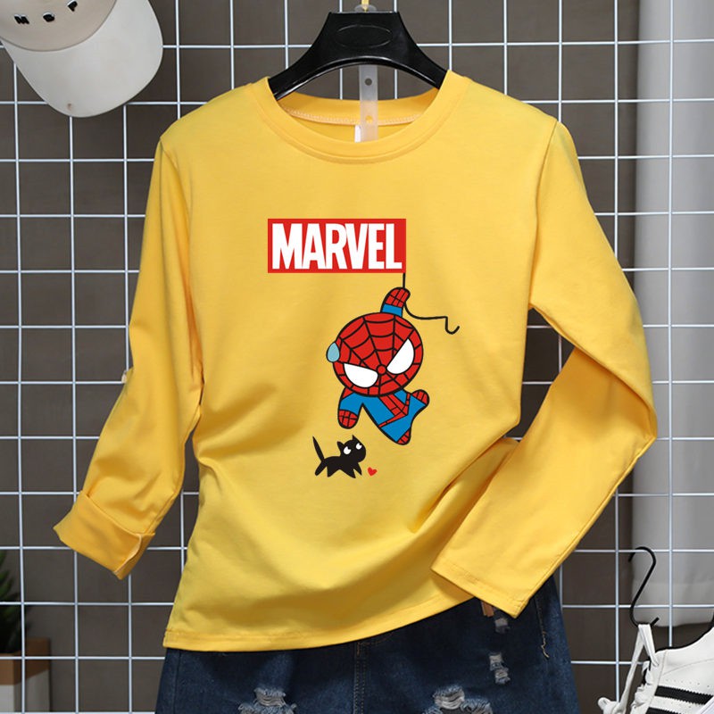 ราคาถูกที่สุด-ทันสมัยที่สุด-spiderman-ภาพการ์ตูน-เสื้อแขนยาว-เสื้อยืด-6สี-s-3xl